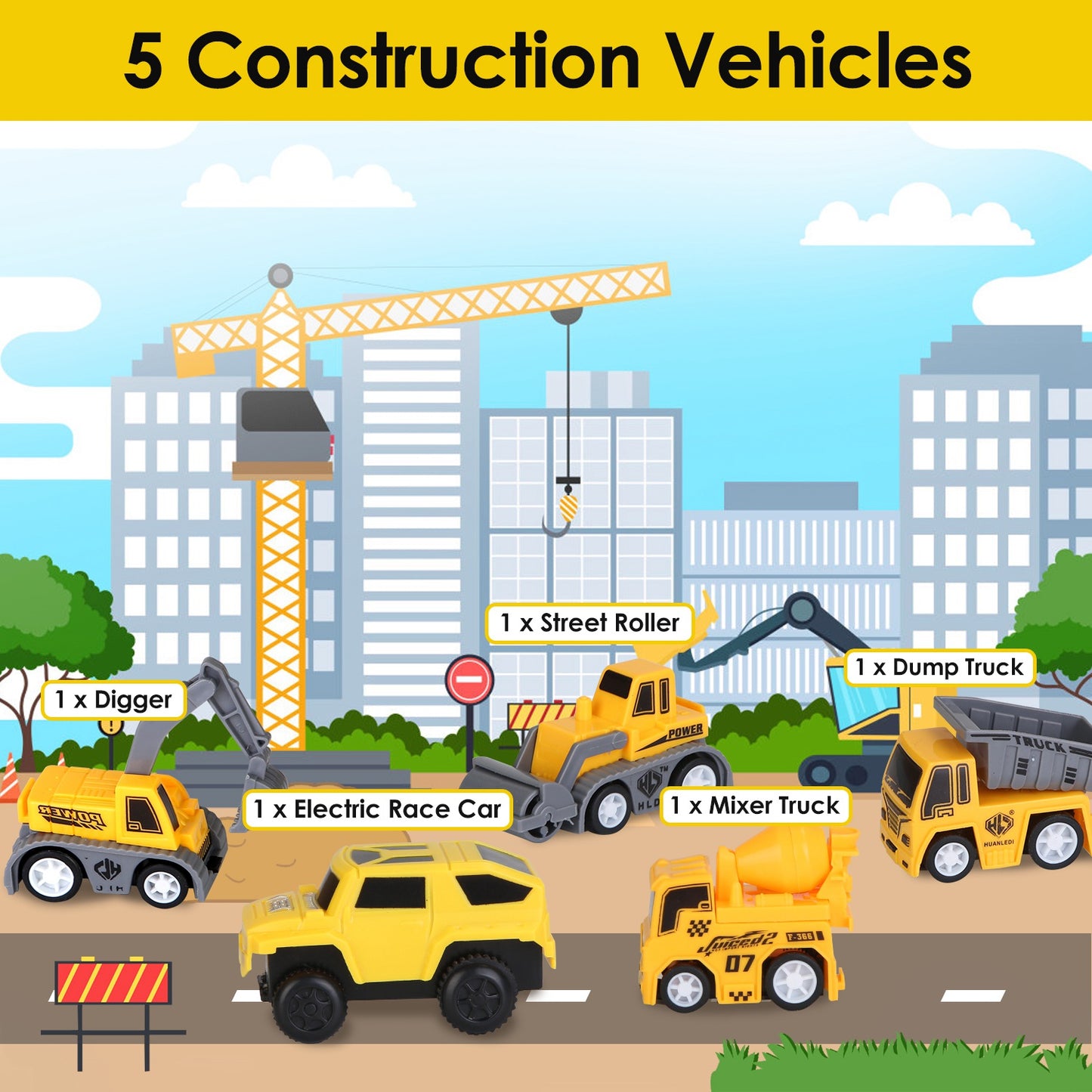 1Pc 340Pcs Construction Race Track Set Kids DIY Construction Toys STEM Flexible Car Track Playset Gift For Toddlers Boys Aged 3 4 5 6 Year Old