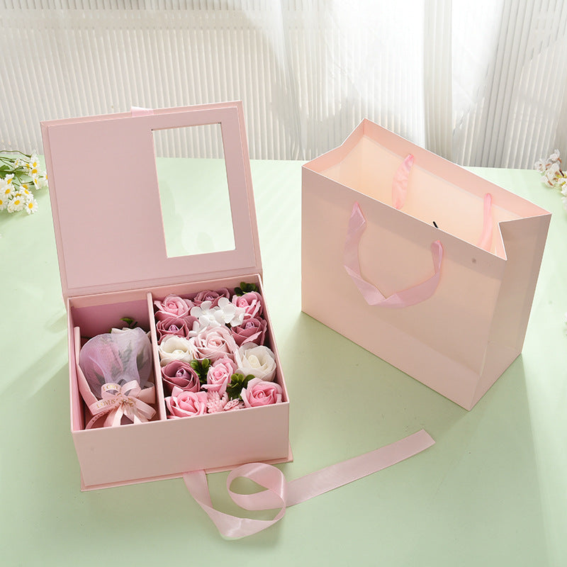 Transparent Window Perfume Gift Box Eternal Rose Hand Gift Box