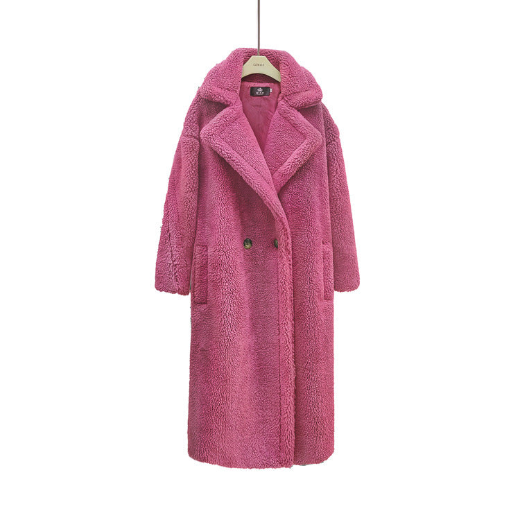 Plush Coat Ladies Long Lamb Coat Winter