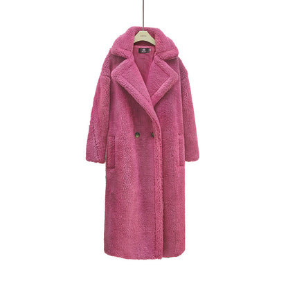 Plush Coat Ladies Long Lamb Coat Winter