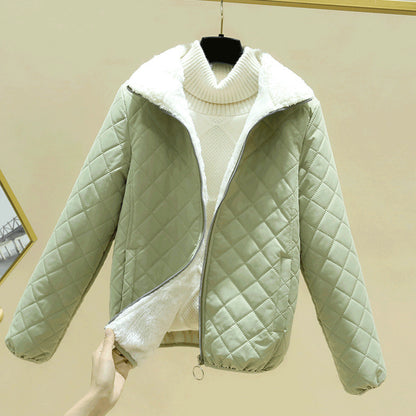 Lightweight Lamb Fleece Warm Stand-collar Casual Loose Small Padded Jacket