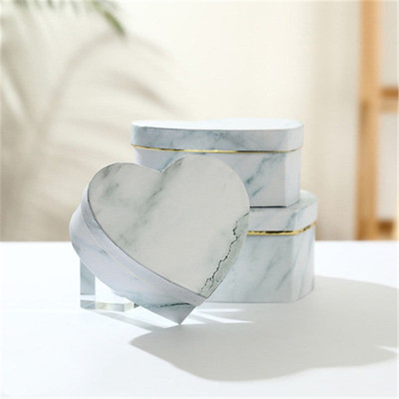 Net Red Peach Heart Box Marble Gift Box Heart-Shaped Gift Box