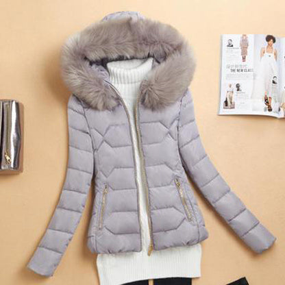 Big Fur Collar Cotton Coat Women