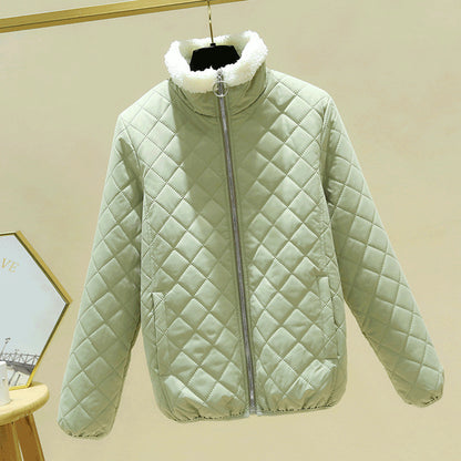Lightweight Lamb Fleece Warm Stand-collar Casual Loose Small Padded Jacket
