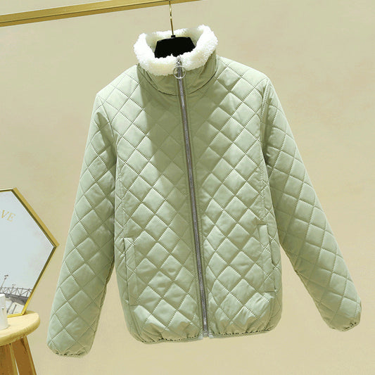 Lightweight Lamb Fleece Warm Stand-collar Casual Loose Small Padded Jacket
