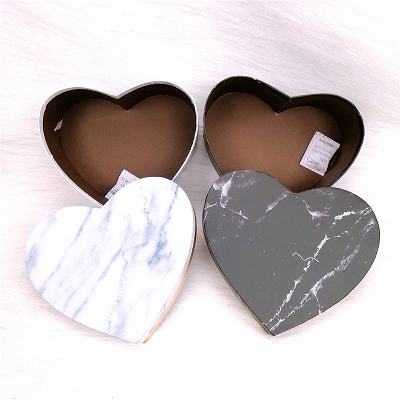 Net Red Peach Heart Box Marble Gift Box Heart-Shaped Gift Box