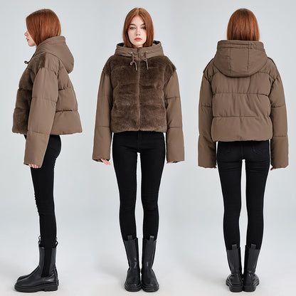 High-waisted Feather Down Plush Short Jacket