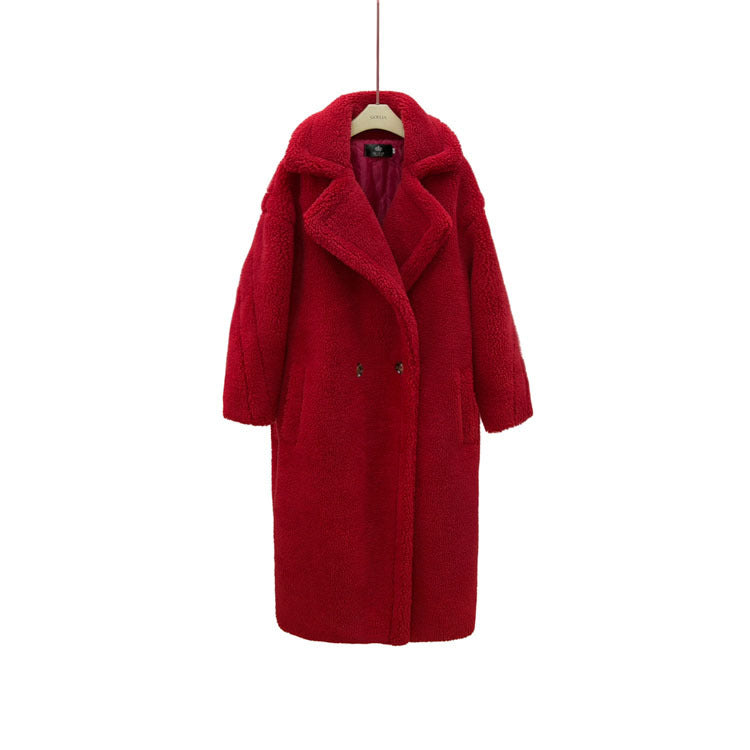 Plush Coat Ladies Long Lamb Coat Winter
