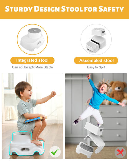 Padded 2-Step Step Stool, 2-Step Footstool - Step Stool Non-slip, Portable, Space-saving Design For Bathroom, Kitchen, Bedroom, Classroom - Easy To Clean, Sturdy And Comfortable