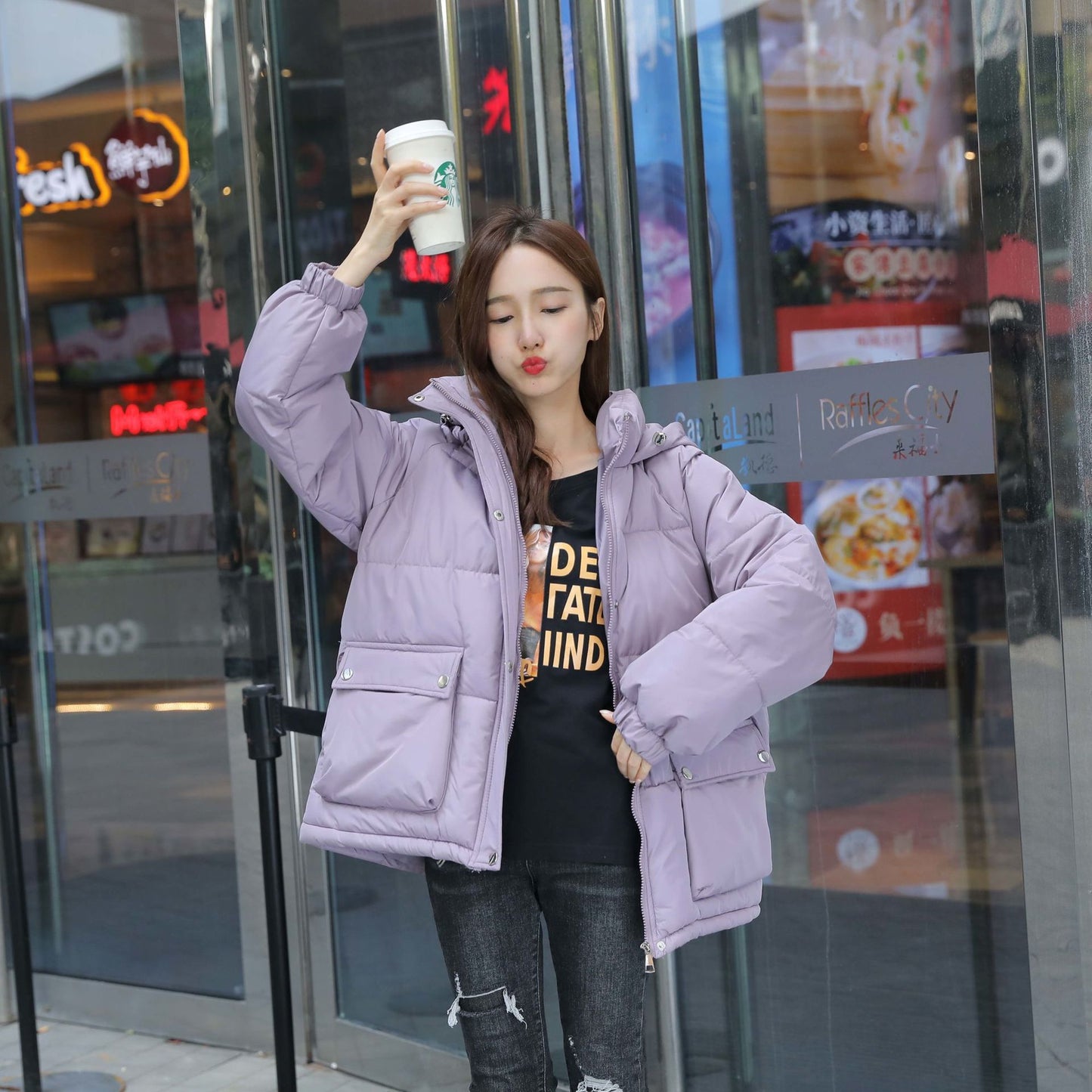 Fashion Simple Autumn And Winter Loose Padded Jacket Women