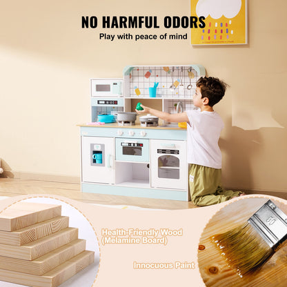 Christmas Gift! Kitchen Playset Kids Pretend Cooking Play Toy 24 Piece Accessories White