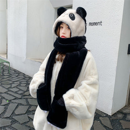 Ladies Winter Hat Scarf Gloves Three-piece Suit