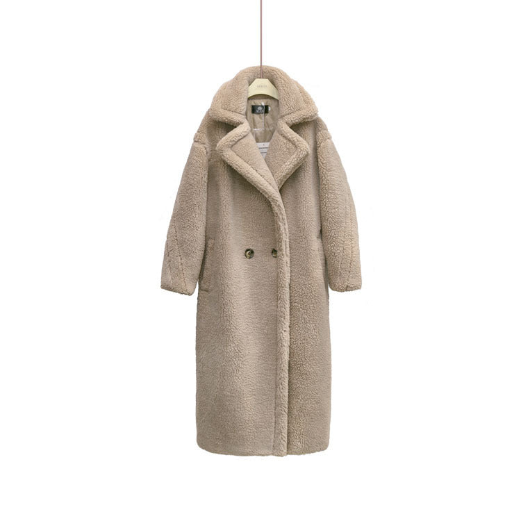 Plush Coat Ladies Long Lamb Coat Winter