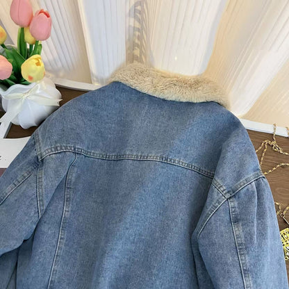 Premium Faux Lamb Wool Denim Jacket