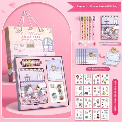 Journal Book Set Gift Box Girl Heart Cute Gift Bag