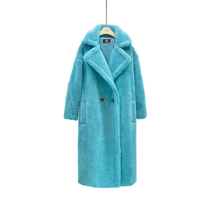 Plush Coat Ladies Long Lamb Coat Winter
