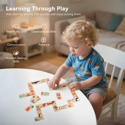 Wooden Children's Animal Puzzle Kids Interactive Educational Toys