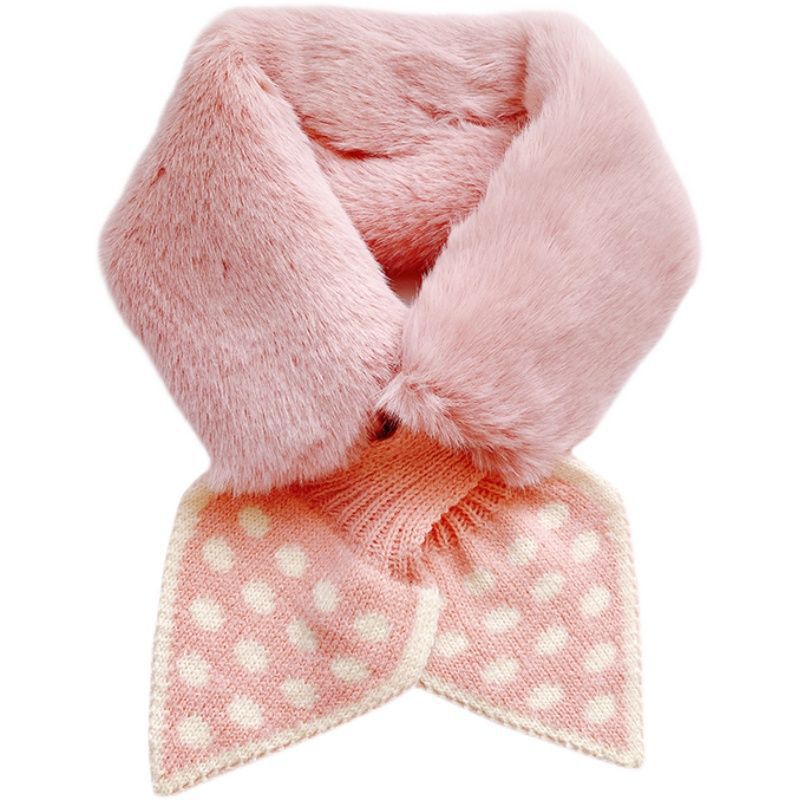 South Korea Plush Polka Dot Bow Tie Scarf Winter Winter