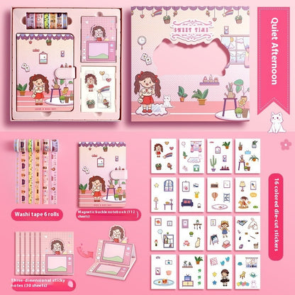 Journal Book Set Gift Box Girl Heart Cute Gift Bag