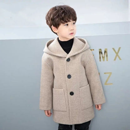 Winter Boys' Woolen Coat Mid-length Coat