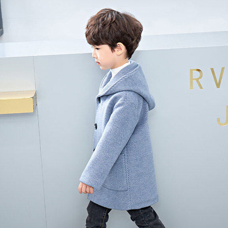Winter Boys' Woolen Coat Mid-length Coat
