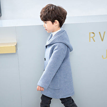 Winter Boys' Woolen Coat Mid-length Coat