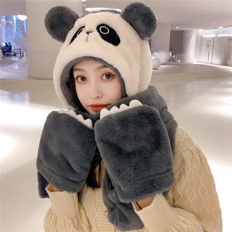 Ladies Winter Hat Scarf Gloves Three-piece Suit