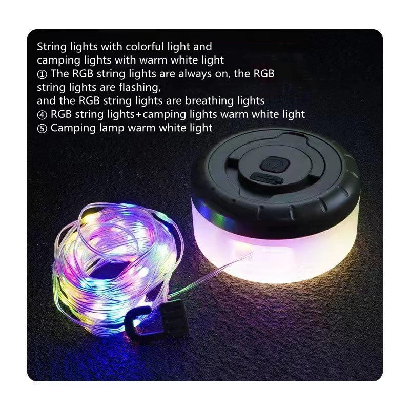 Rechargeable Lighting Chain Camping Lamp Outdoor Camp Tent Light Christmas Wedding Decoration