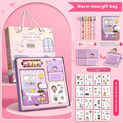 Journal Book Set Gift Box Girl Heart Cute Gift Bag