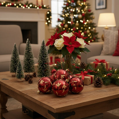 4PCS Set Christmas Glass Ball Ornaments Hanging Tree Decorations Shiny Holiday Party Decor Xmas Tree Decorations FBA Shipment